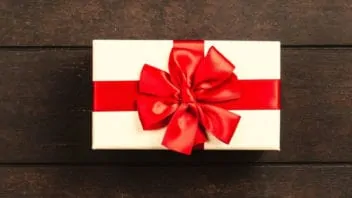 gift box on wood background