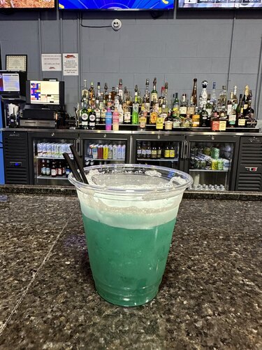 Blue drink at the Play and Spin sports bar in Niles Illinois