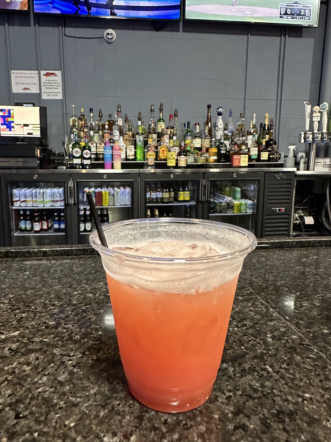 Orange drink at the Play and Spin sports bar in Niles Illinois